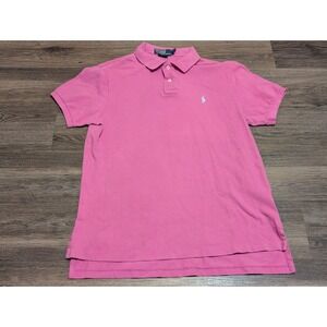 Polo Ralph Lauren Mens Custom Fit Short Sleeve Polo Shirt Pink Large Cotton